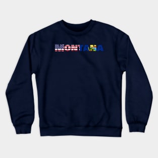 Montana State Flag/American Flag Logo Crewneck Sweatshirt